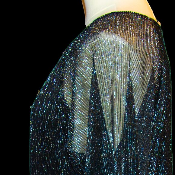 Top Blouse Womens SizeM Medium Black Metallic Formal Evening Party - Picture 3 of 3